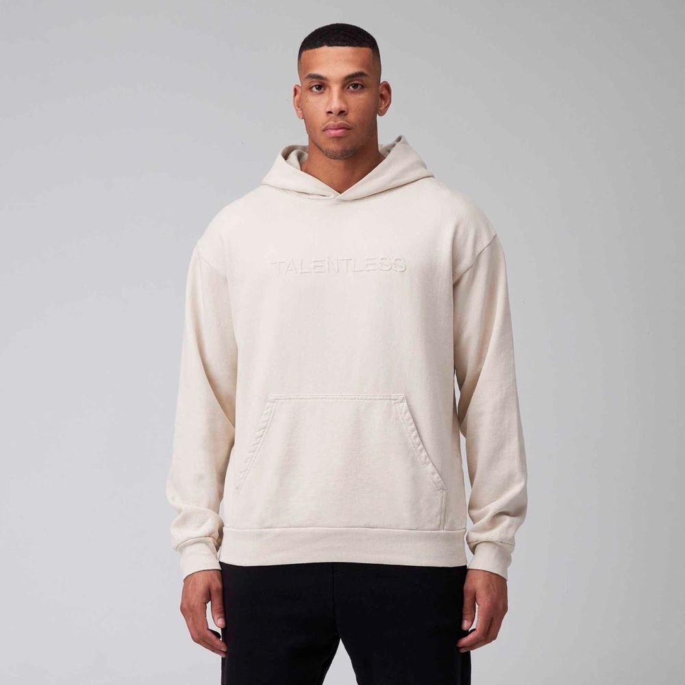 Talentless HOODIE - CIRCLE LOGO EMBROIDERED bone color size small